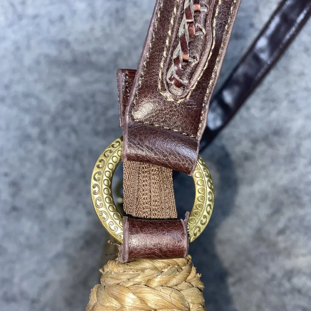Vintage Coldwater Creek‎ Woven Purse with Braided Leather Strap and Brass Detail